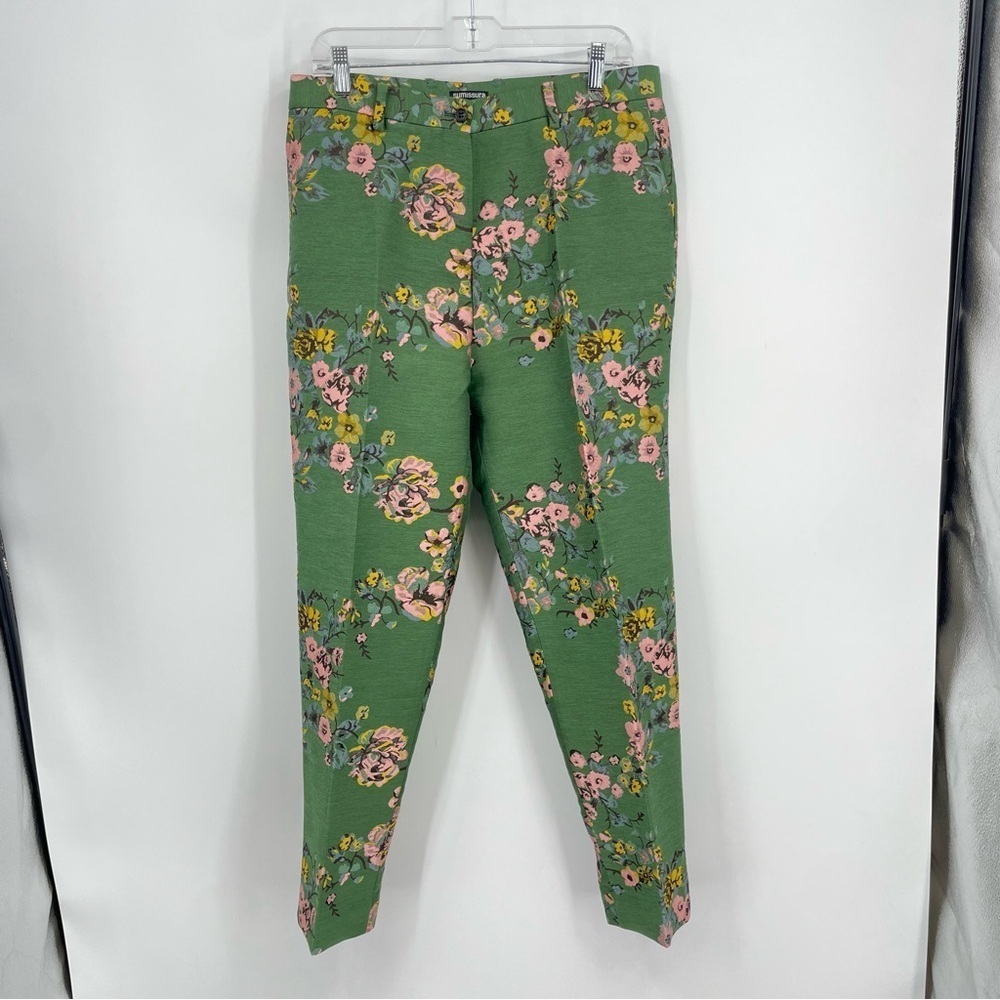 Sumissura floral jacquard green pants Sz 4 S